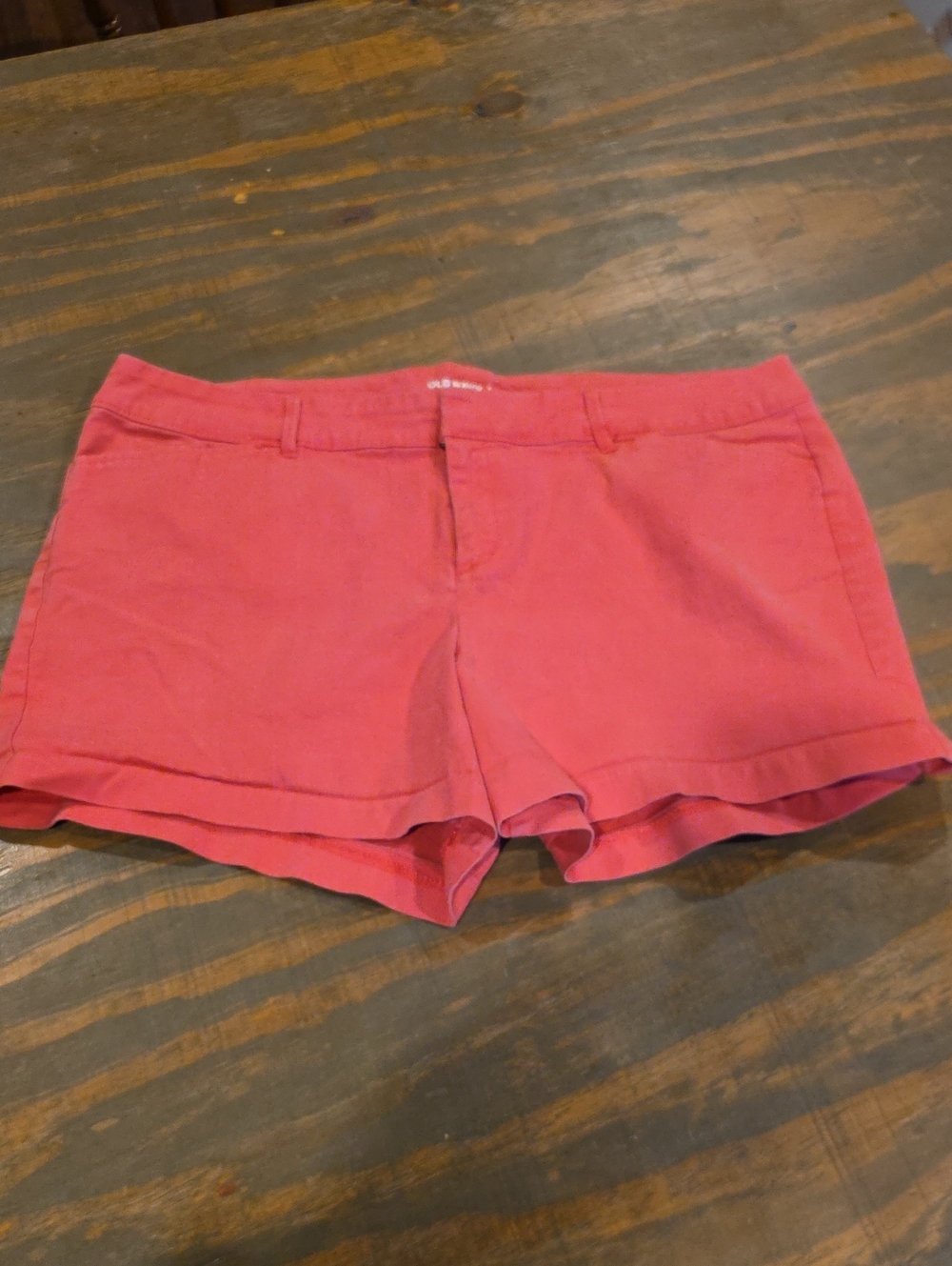 Old Navy Coral Pink High-Rise Chino Shorts
